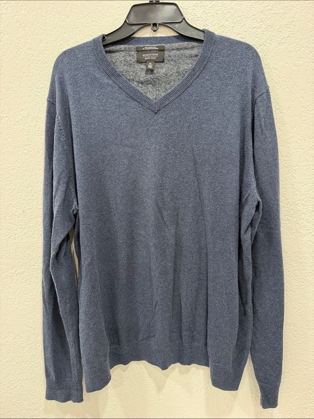 Nordstrom mens denim blue XL cashmere and cotton blend sweater!